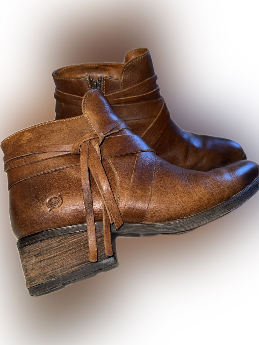 Børn BR0014202 Brown Leather Wrap Ankle Boots Size 9M